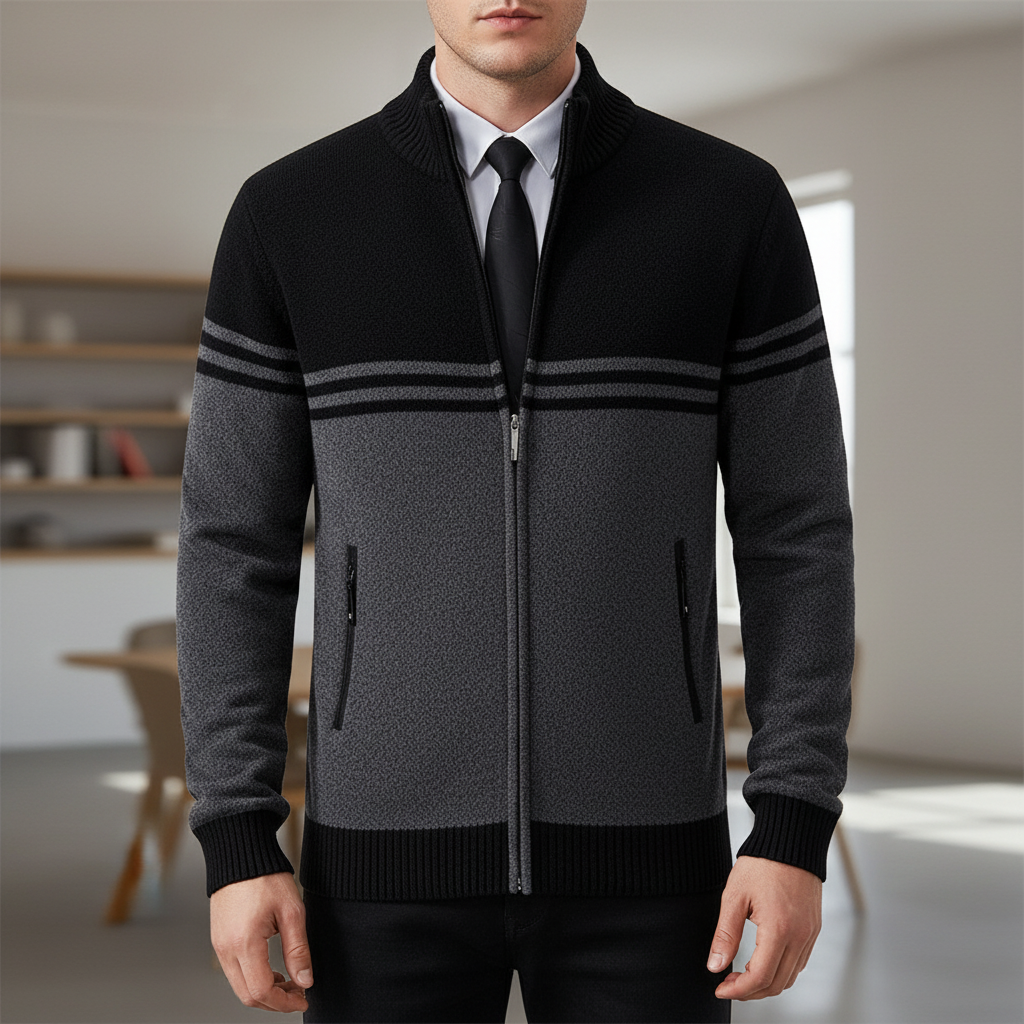 Dicker Strickcardigan mit Reißverschluss