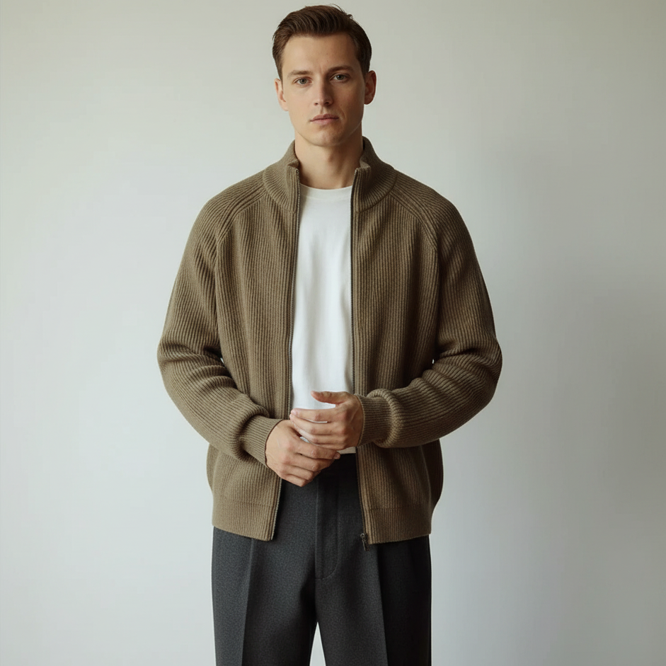 Dicke Strickjacke mit Reißverschluss
