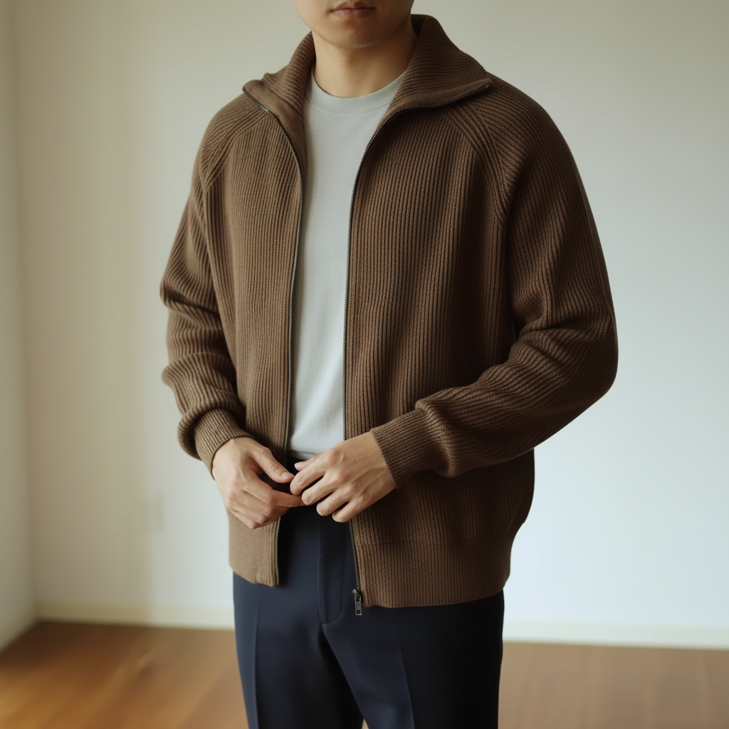 Dicke Strickjacke mit Reißverschluss