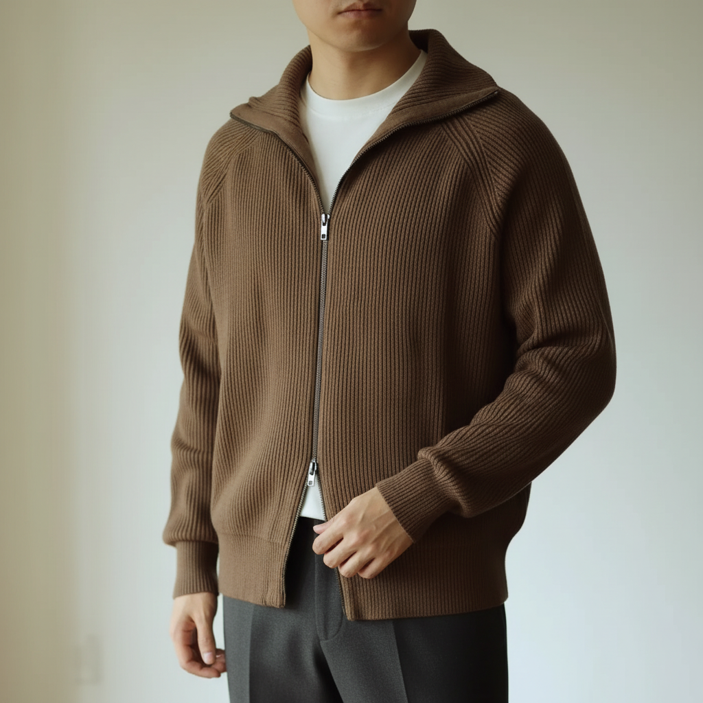 Dicke Strickjacke mit Reißverschluss