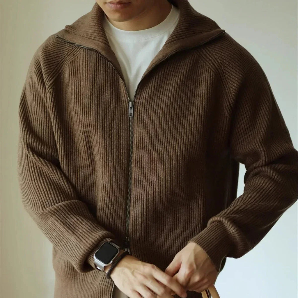Dicke Strickjacke mit Reißverschluss