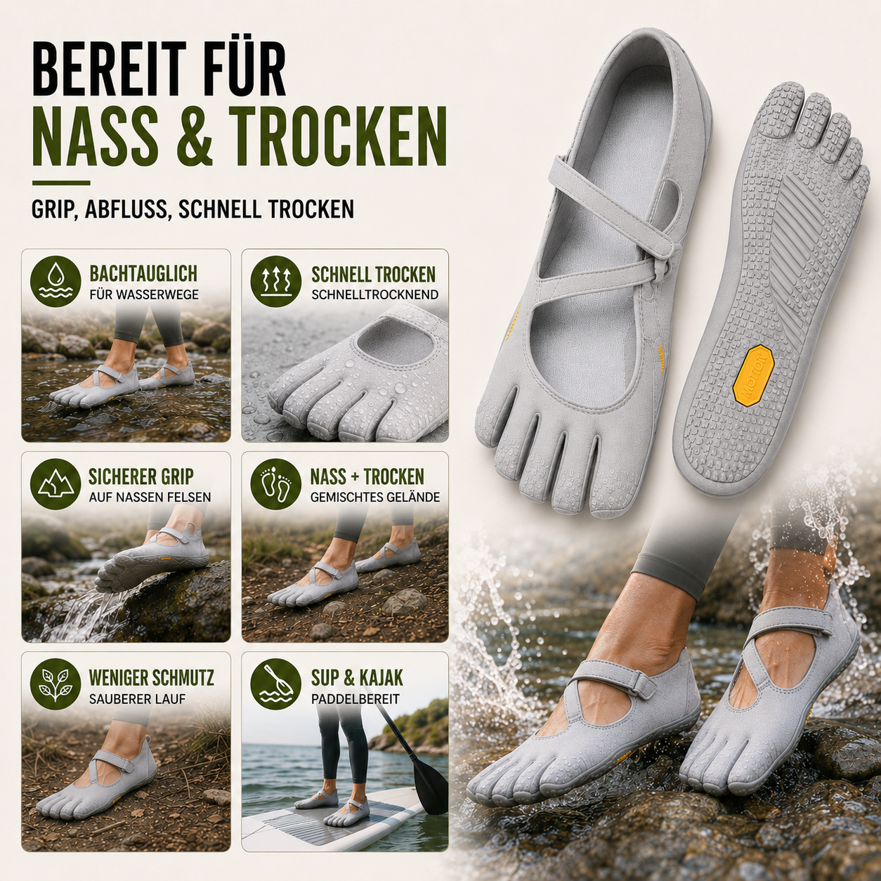 Toevara Fünf-Zehen-Minimalisten-Flachschuh