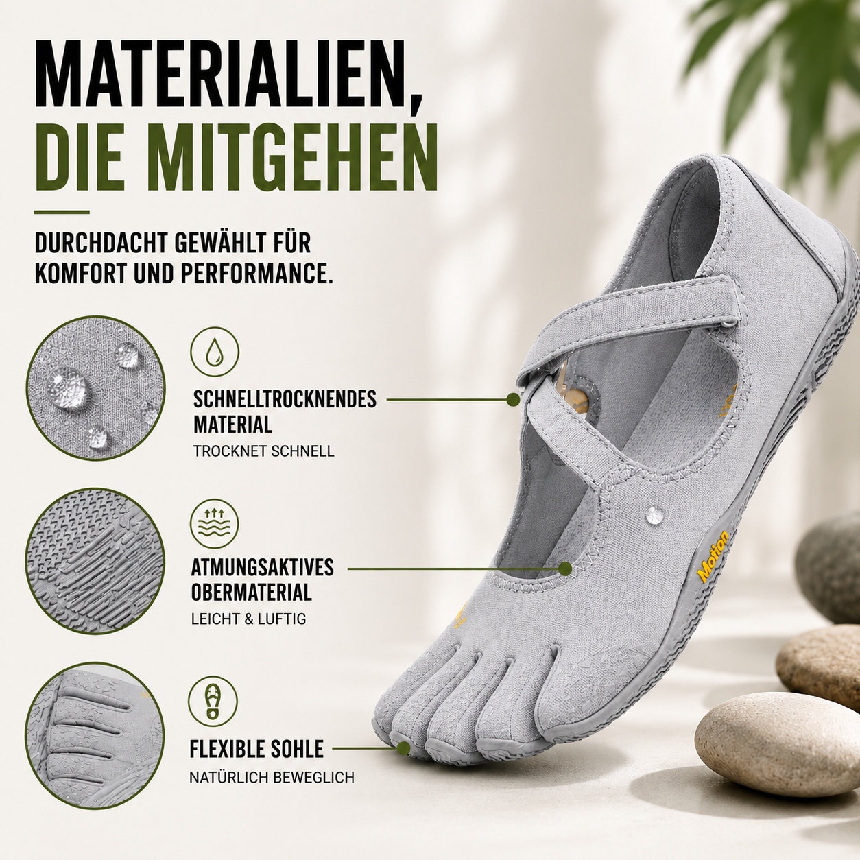 Toevara Fünf-Zehen-Minimalisten-Flachschuh