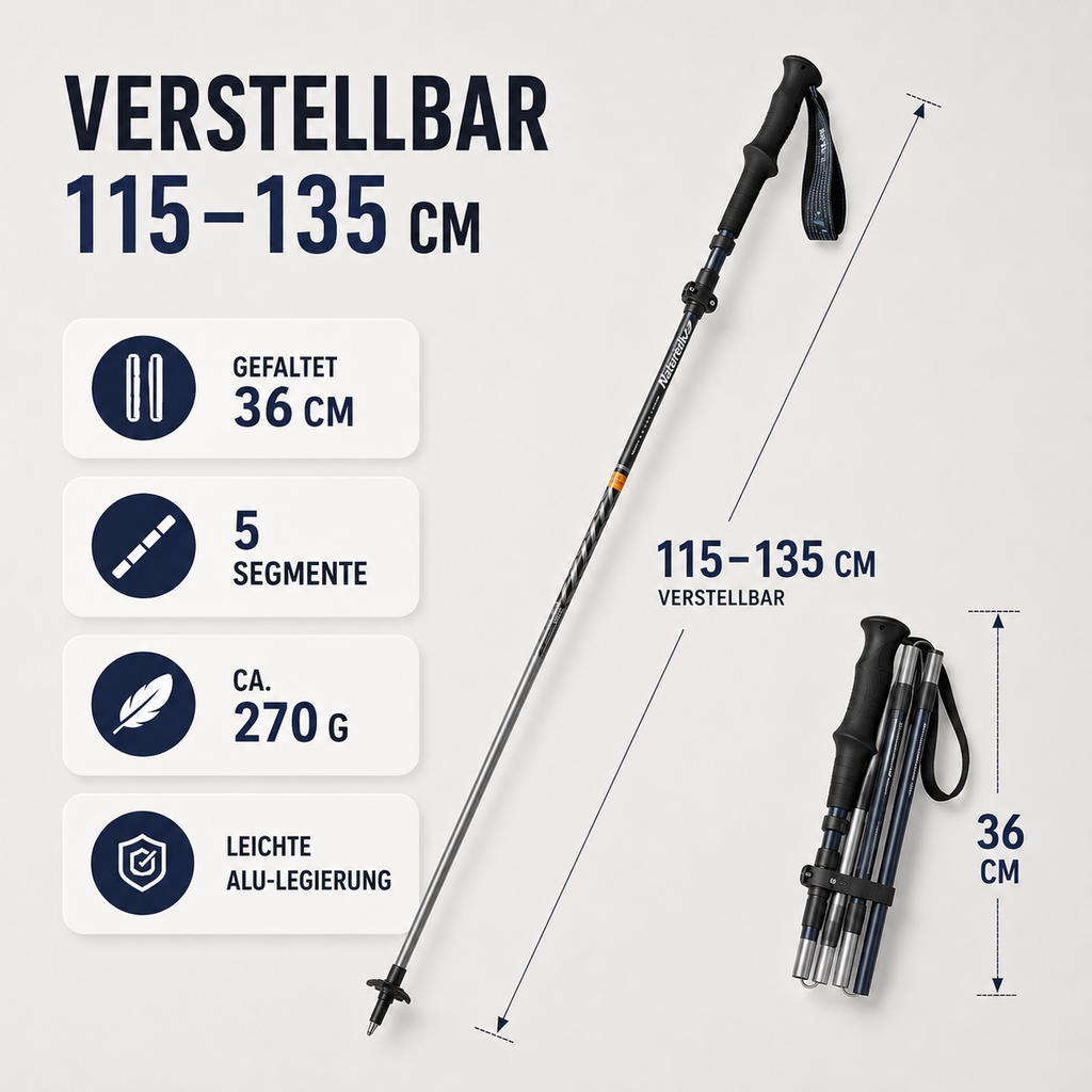Nordspur | TrailNova Ultraleichte Zusammenklappbare Trekking-Stöcke