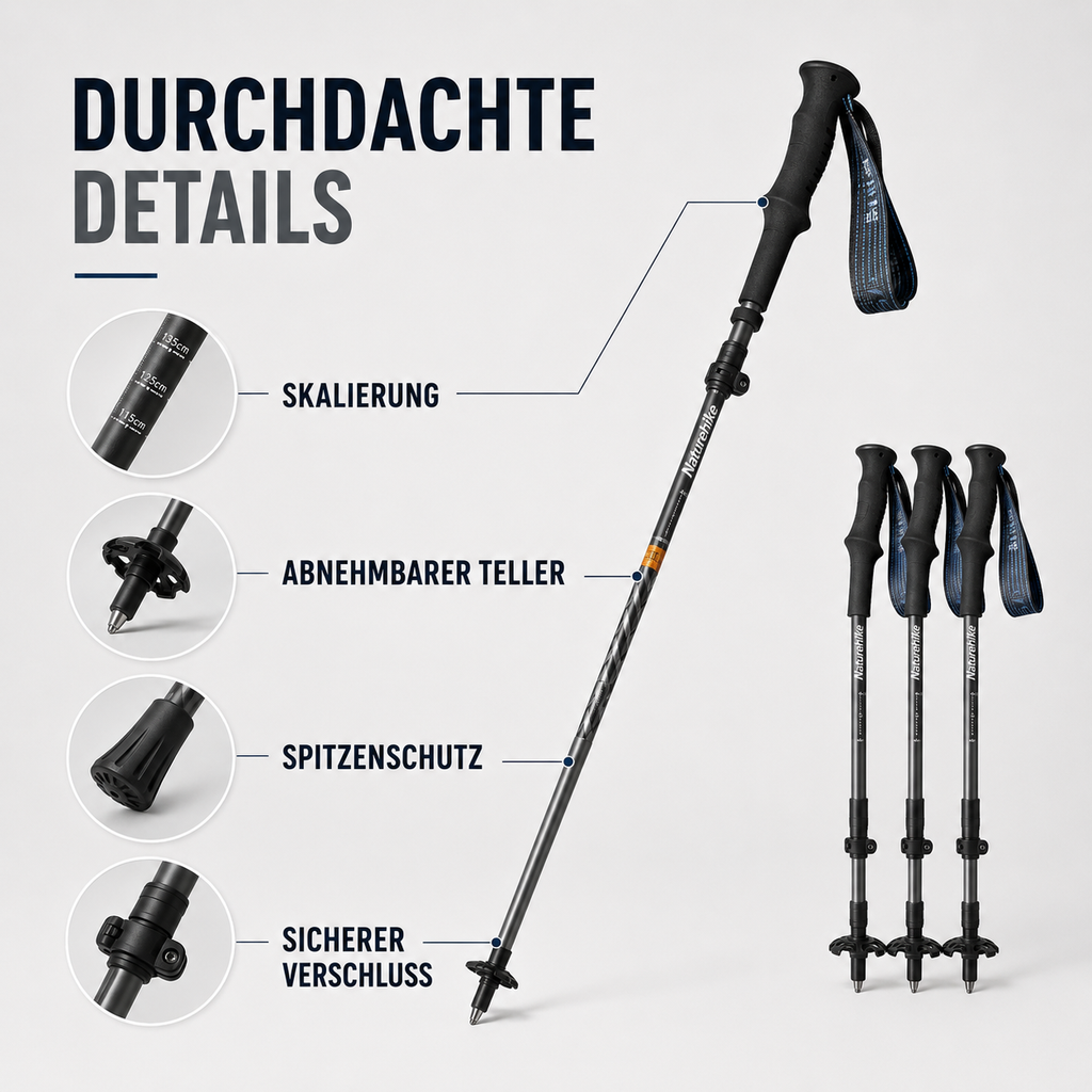 Nordspur | TrailNova Ultraleichte Zusammenklappbare Trekking-Stöcke