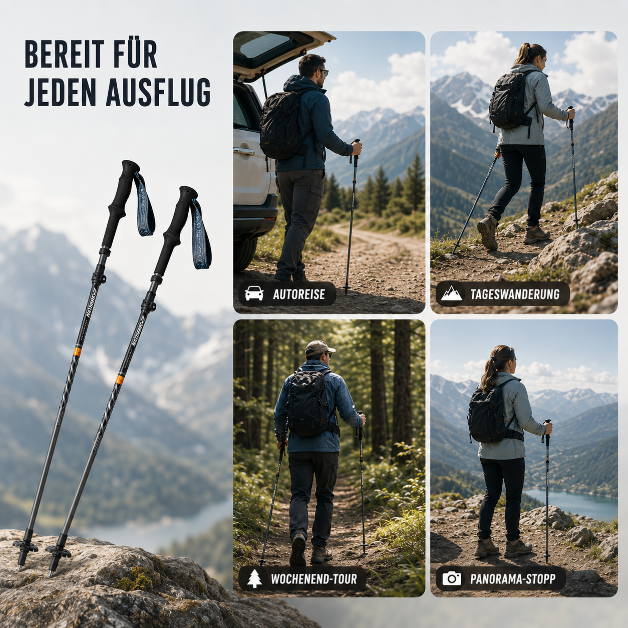Nordspur | TrailNova Ultraleichte Zusammenklappbare Trekking-Stöcke