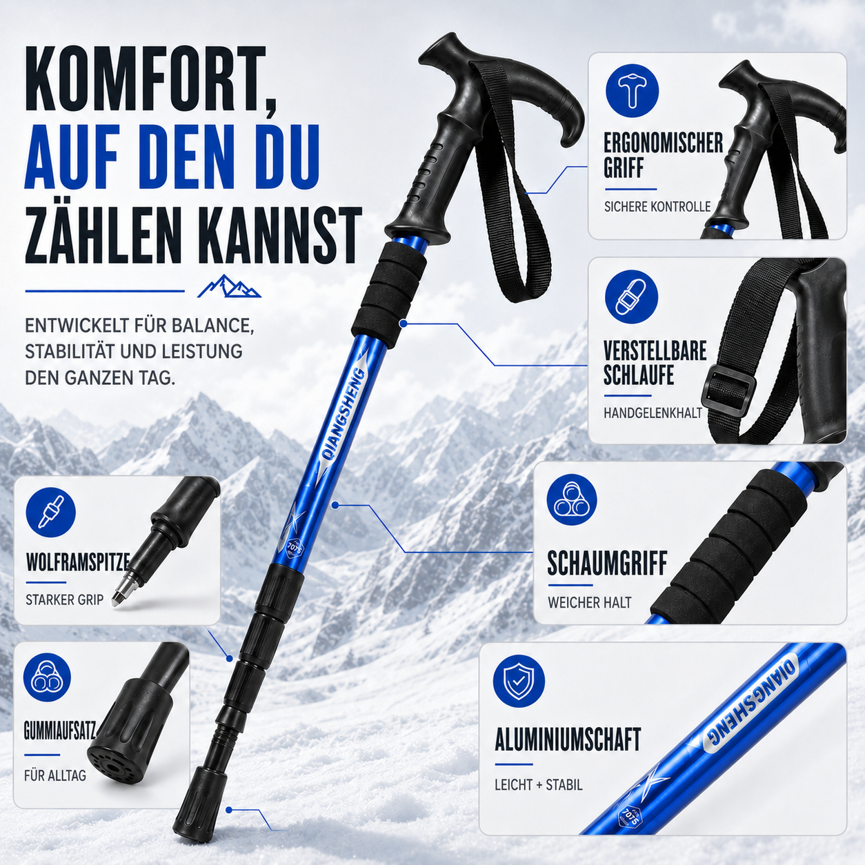 snoutatelier | Trailara Faltbarer Teleskop-Trekkingstab