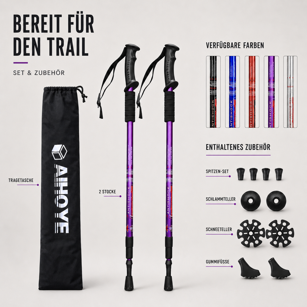 snoutatelier | Trailverge Leichte faltbare Trekking-Stöcke