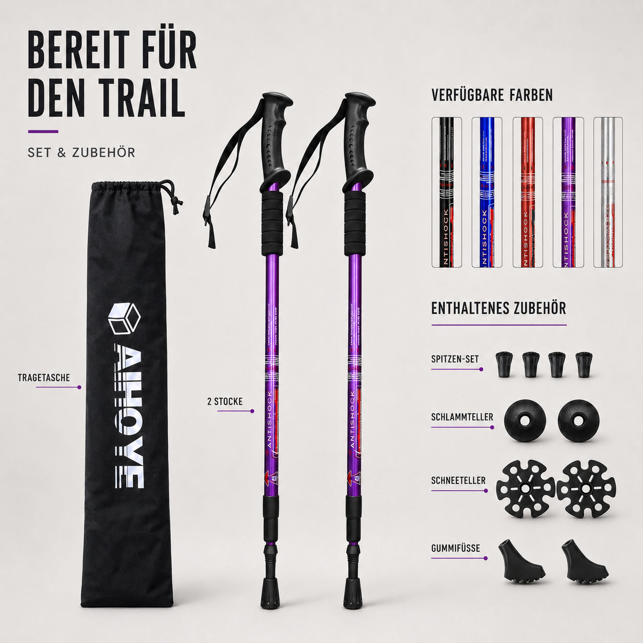 snoutatelier | Trailverge Leichte faltbare Trekking-Stöcke