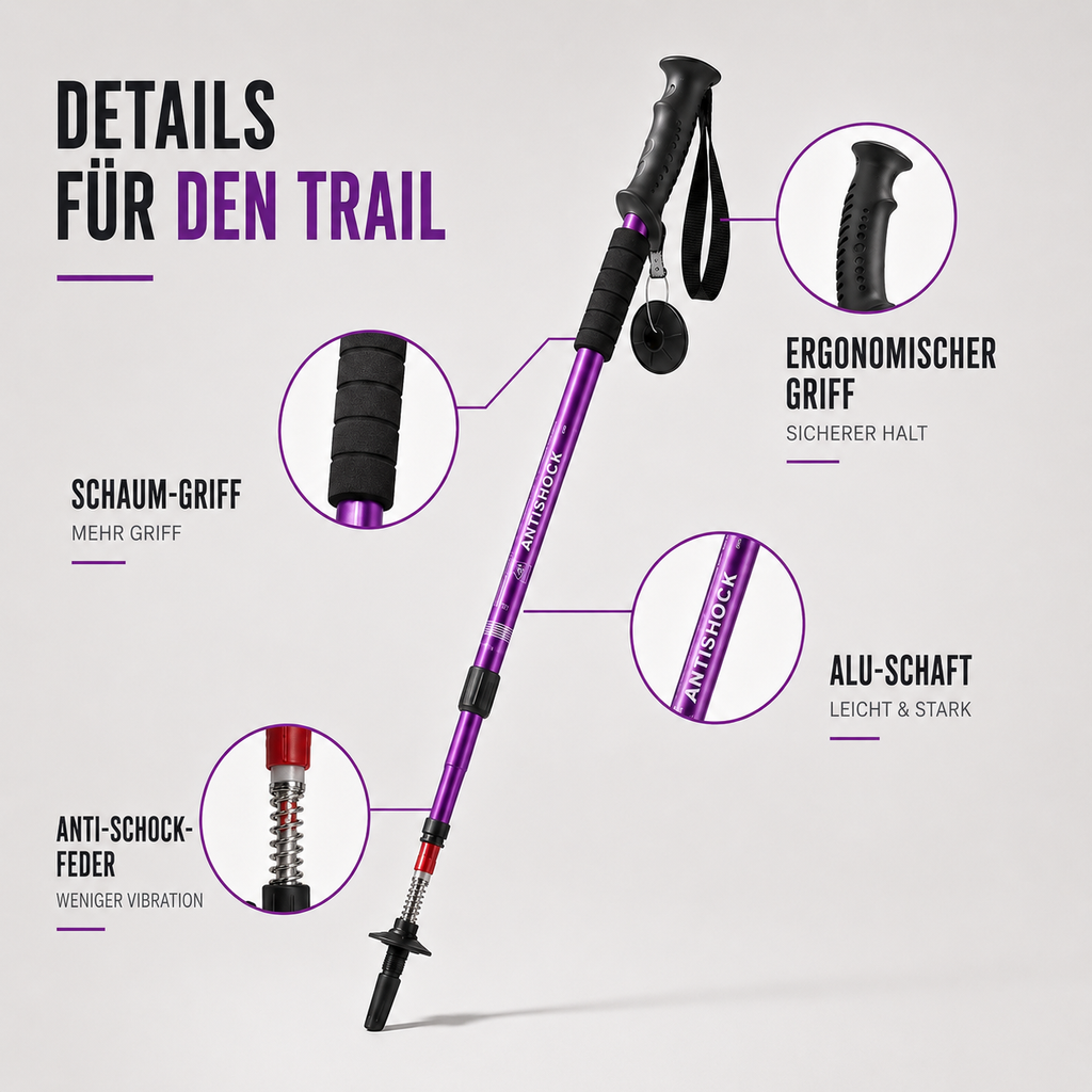 snoutatelier | Trailverge Leichte faltbare Trekking-Stöcke