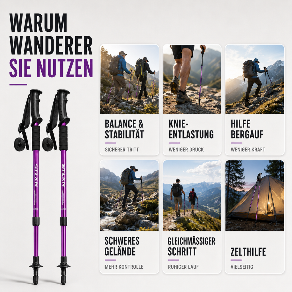 snoutatelier | Trailverge Leichte faltbare Trekking-Stöcke
