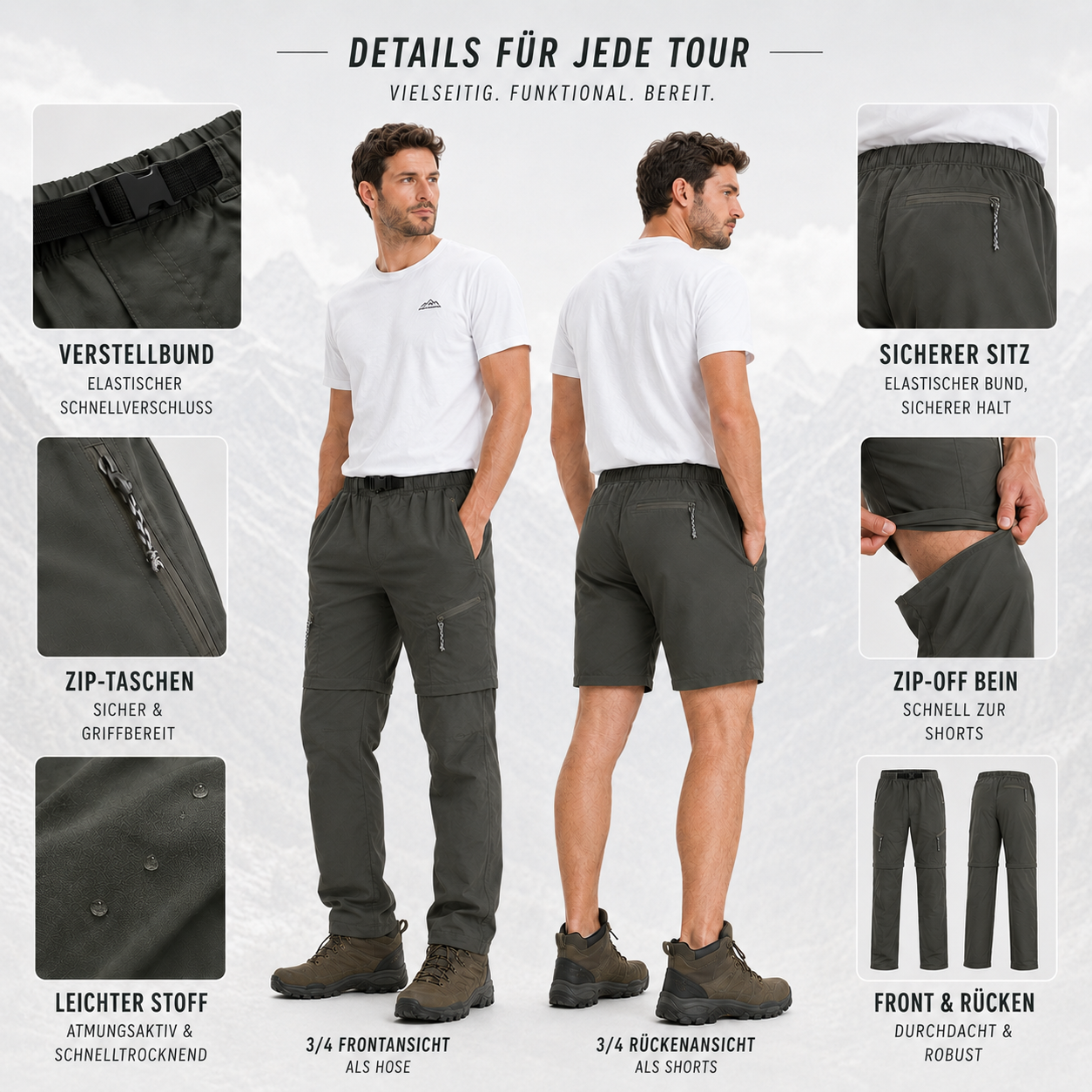 Traxlite Abnehmbare Taktische Wanderhose