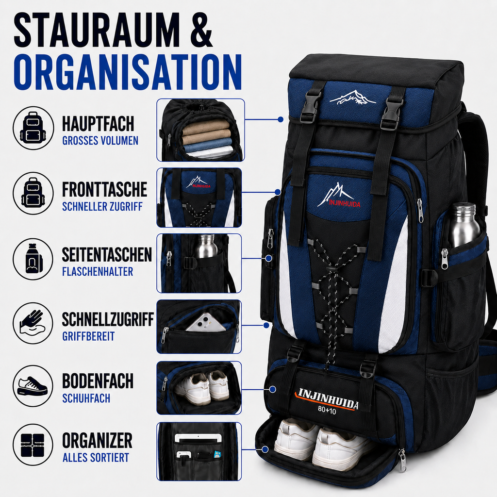 Trekking-Rucksack mit großem Volumen