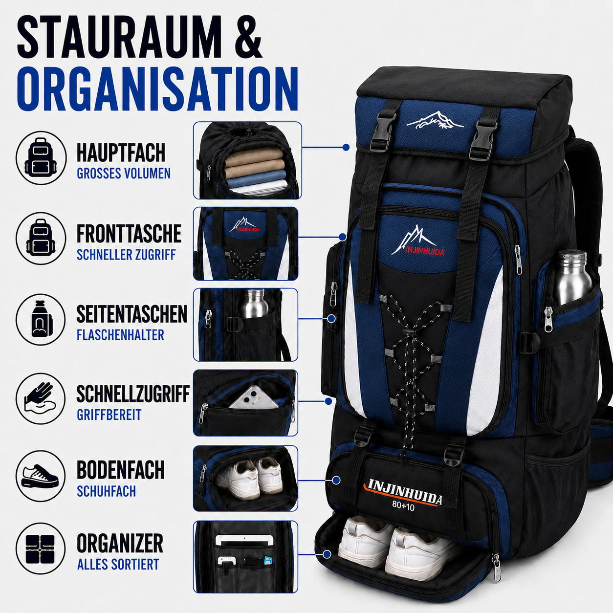 Trekking-Rucksack mit großem Volumen