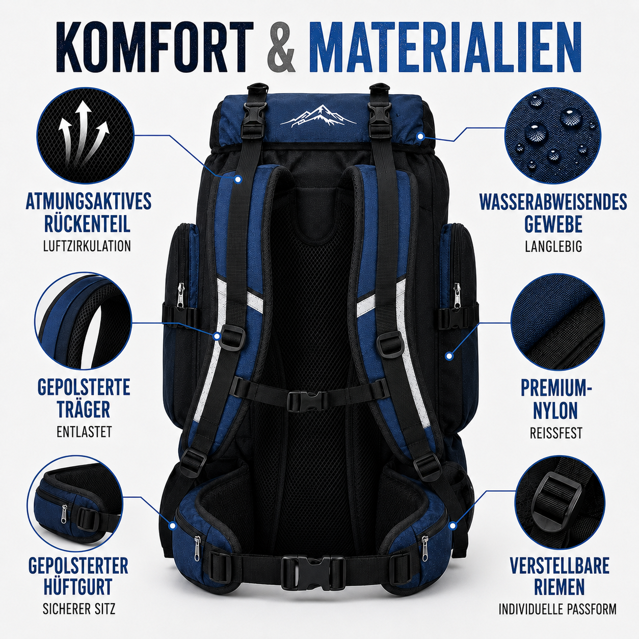 Trekking-Rucksack mit großem Volumen
