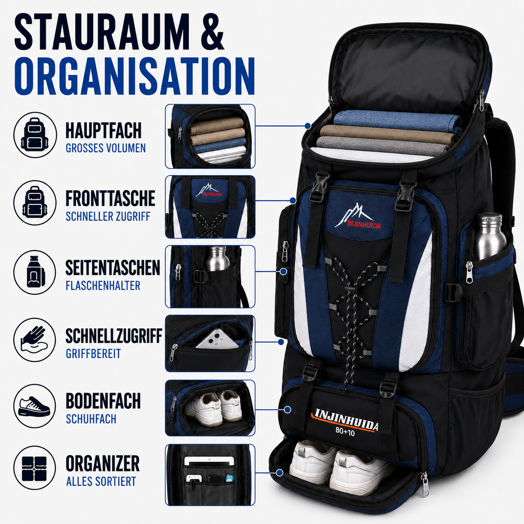 Trekking-Rucksack mit großem Volumen