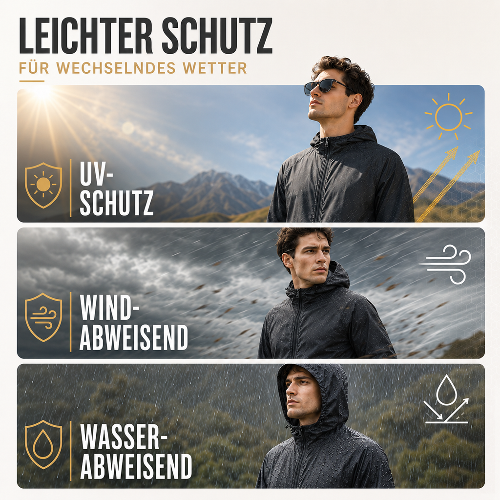 VeloGuarda Packbare Fahrradjacke mit Kapuze