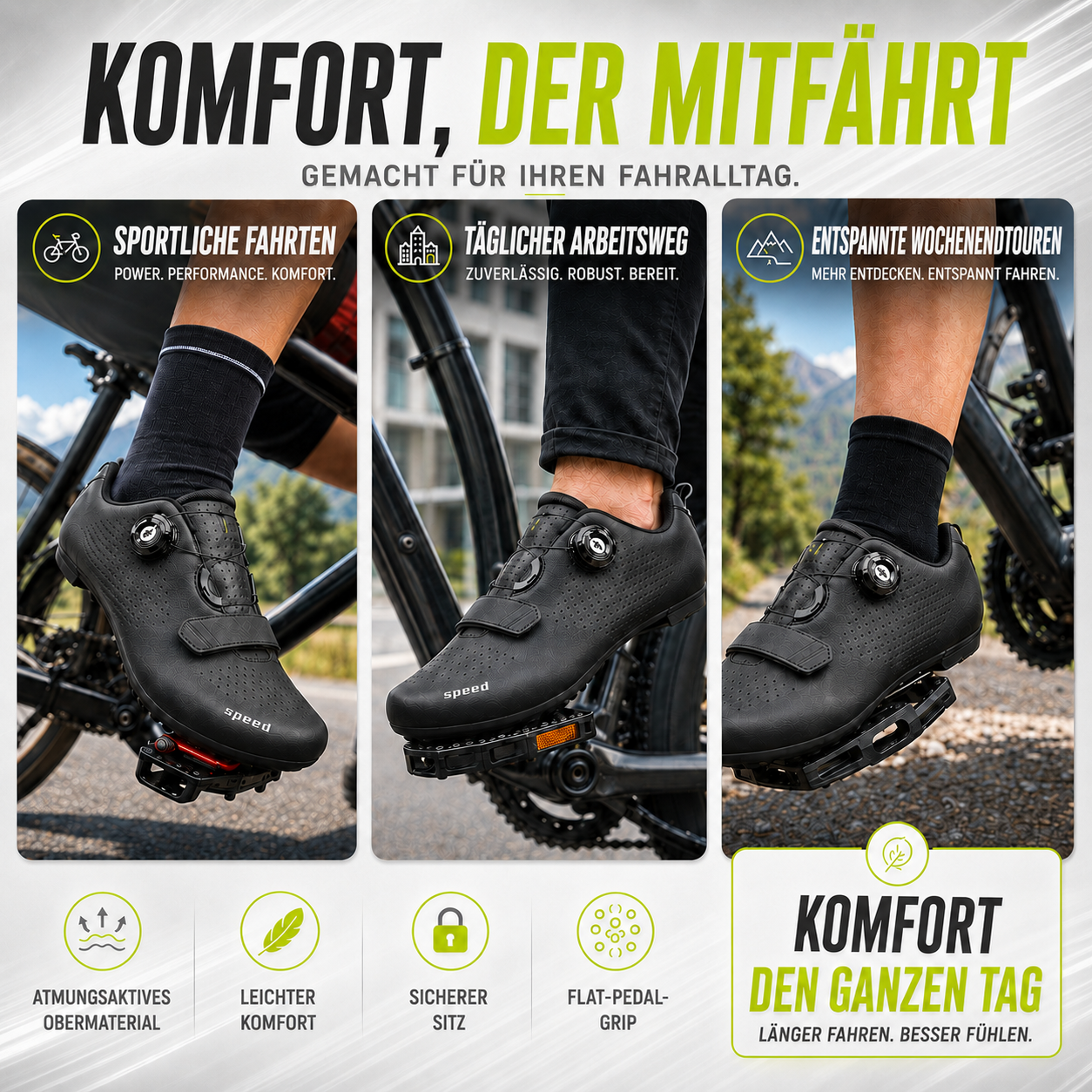Velodrix Klickpedalfrei-Flatpedal-Radschuh