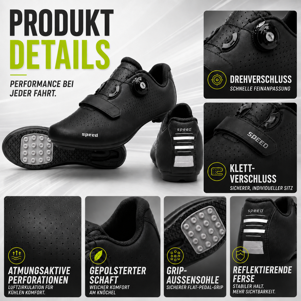 Velodrix Klickpedalfrei-Flatpedal-Radschuh