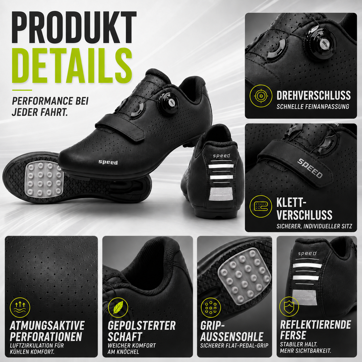 Velodrix Klickpedalfrei-Flatpedal-Radschuh