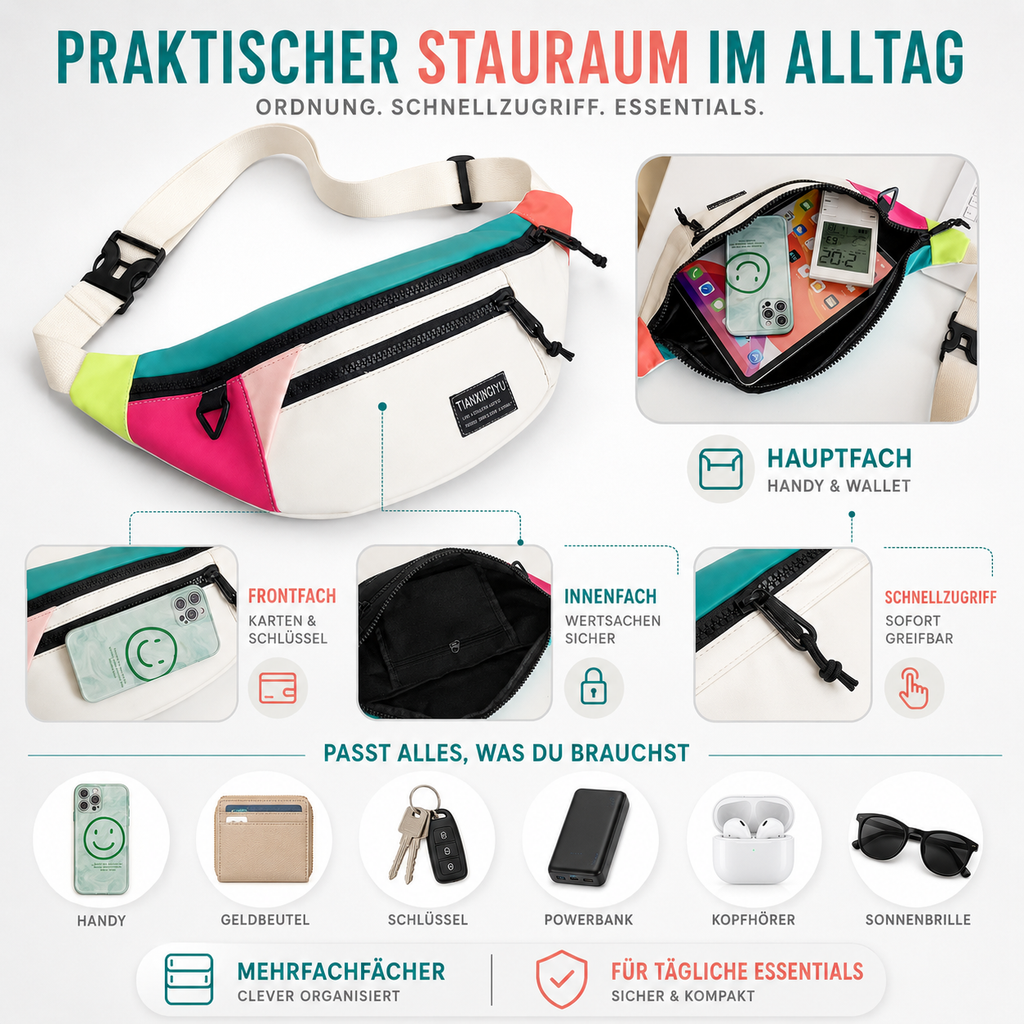 Veltroxa Lässige Nylon-Crossbody-Tasche