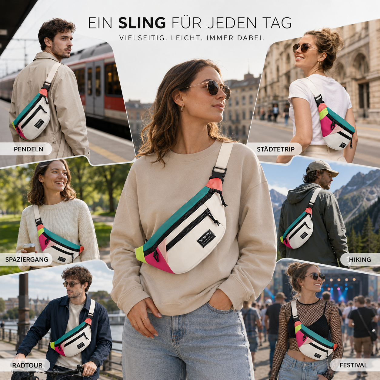 Veltroxa Lässige Nylon-Crossbody-Tasche