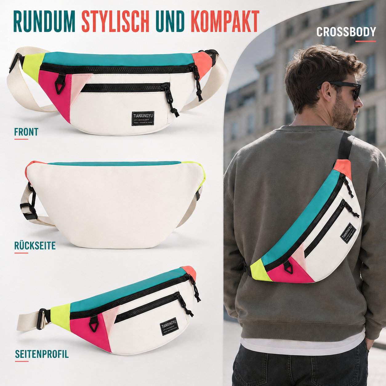 Veltroxa Lässige Nylon-Crossbody-Tasche