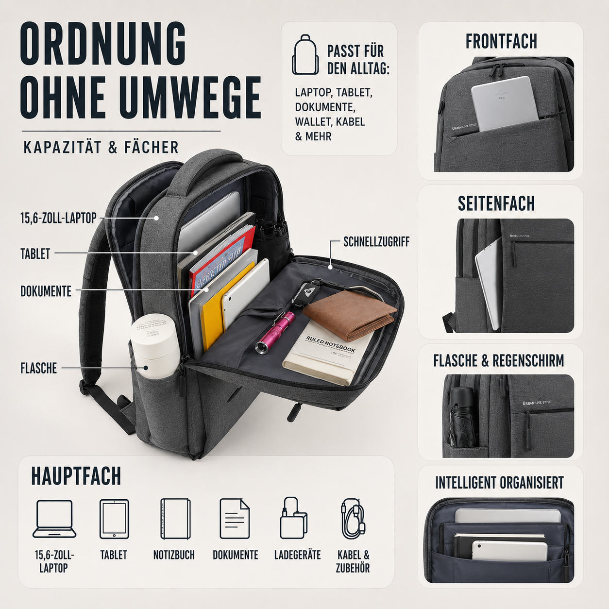 Wasserdichter Laptop-Rucksack