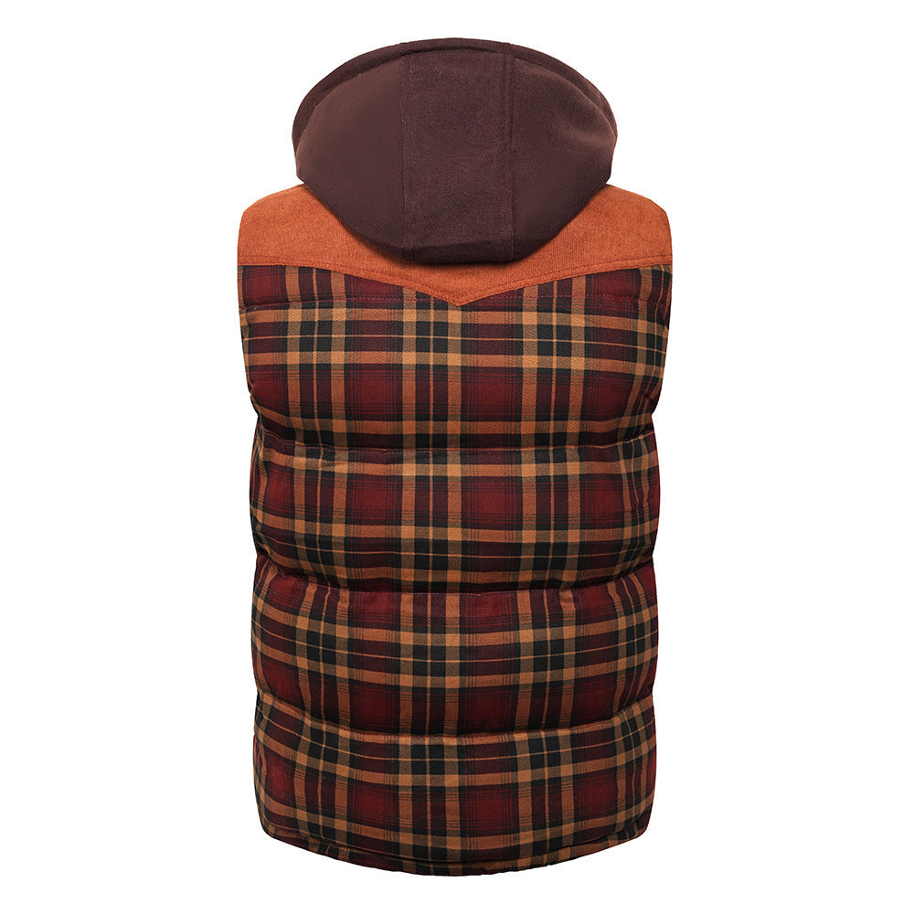 Herren Weste Tartan-Karo – gefütterter Bodywarmer mit Kapuze