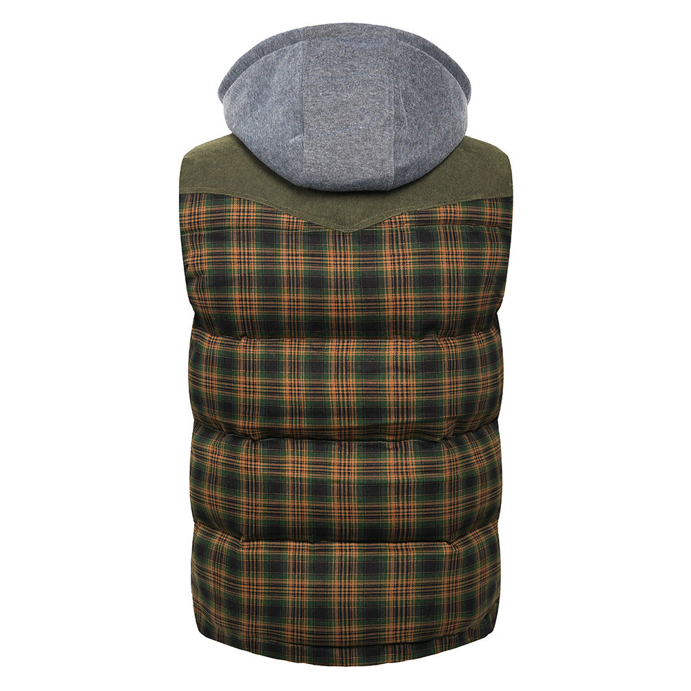 Herren Weste Tartan-Karo – gefütterter Bodywarmer mit Kapuze