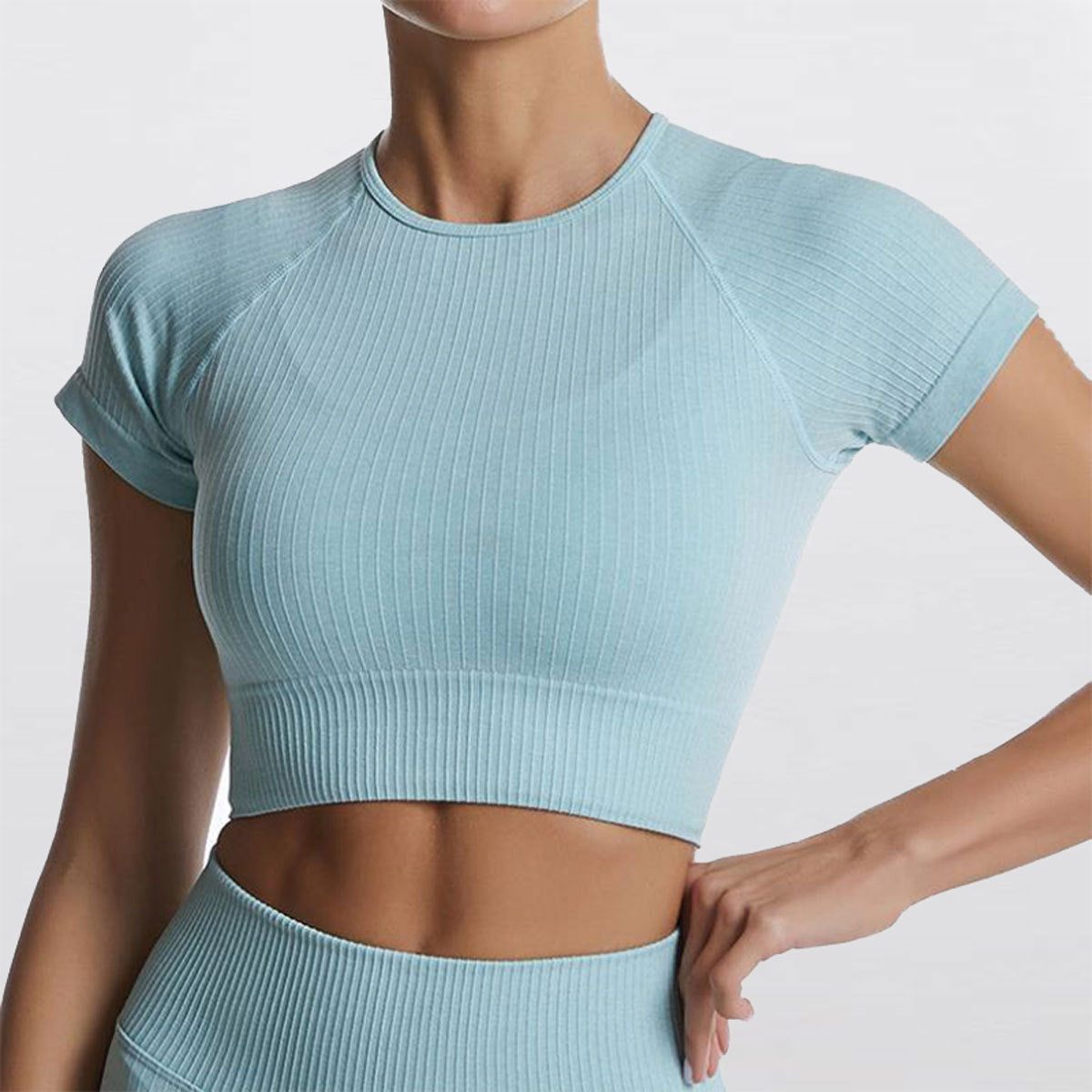 Vyralia Nahtloses Kurzarm-Crop-Top