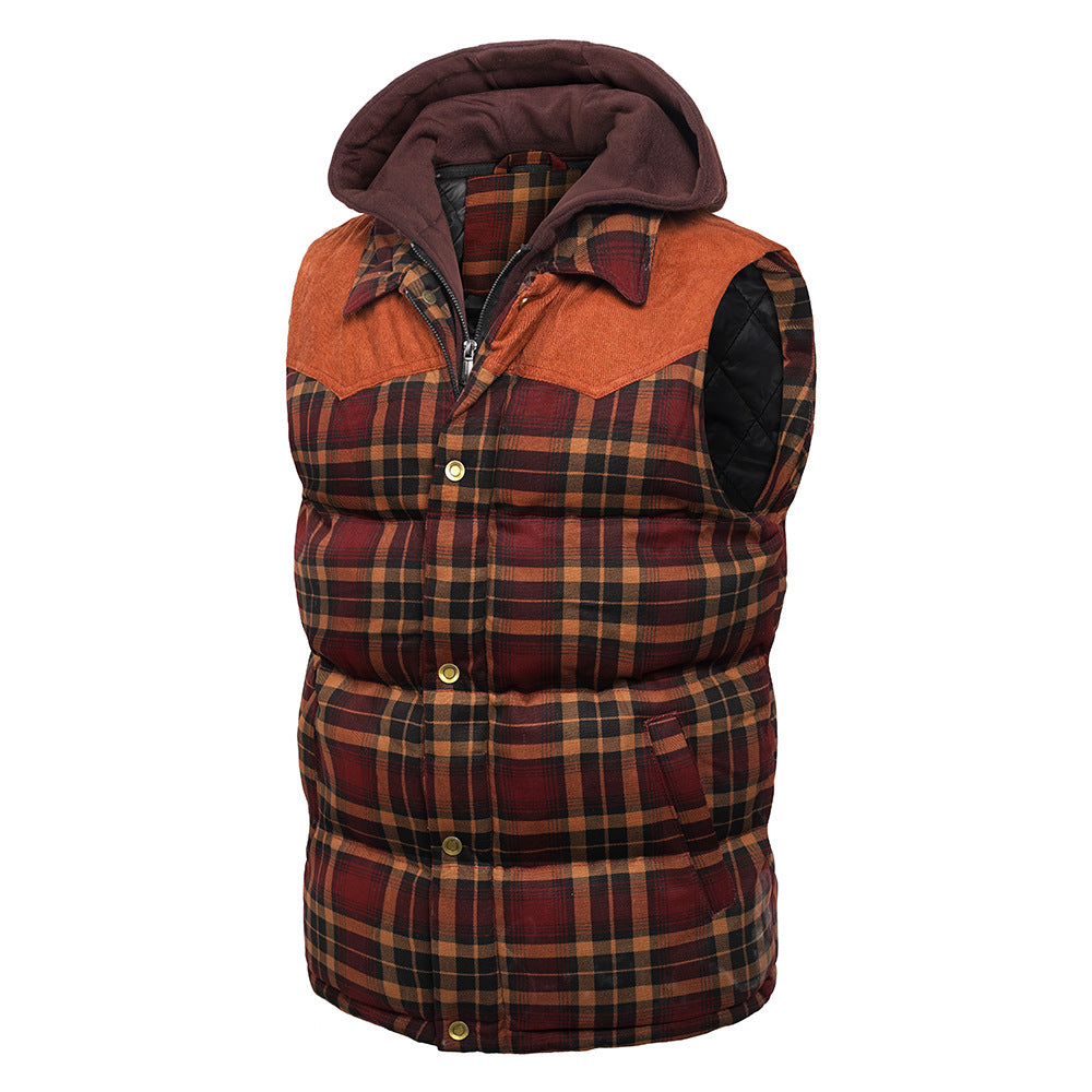 Herren Weste Tartan-Karo – gefütterter Bodywarmer mit Kapuze