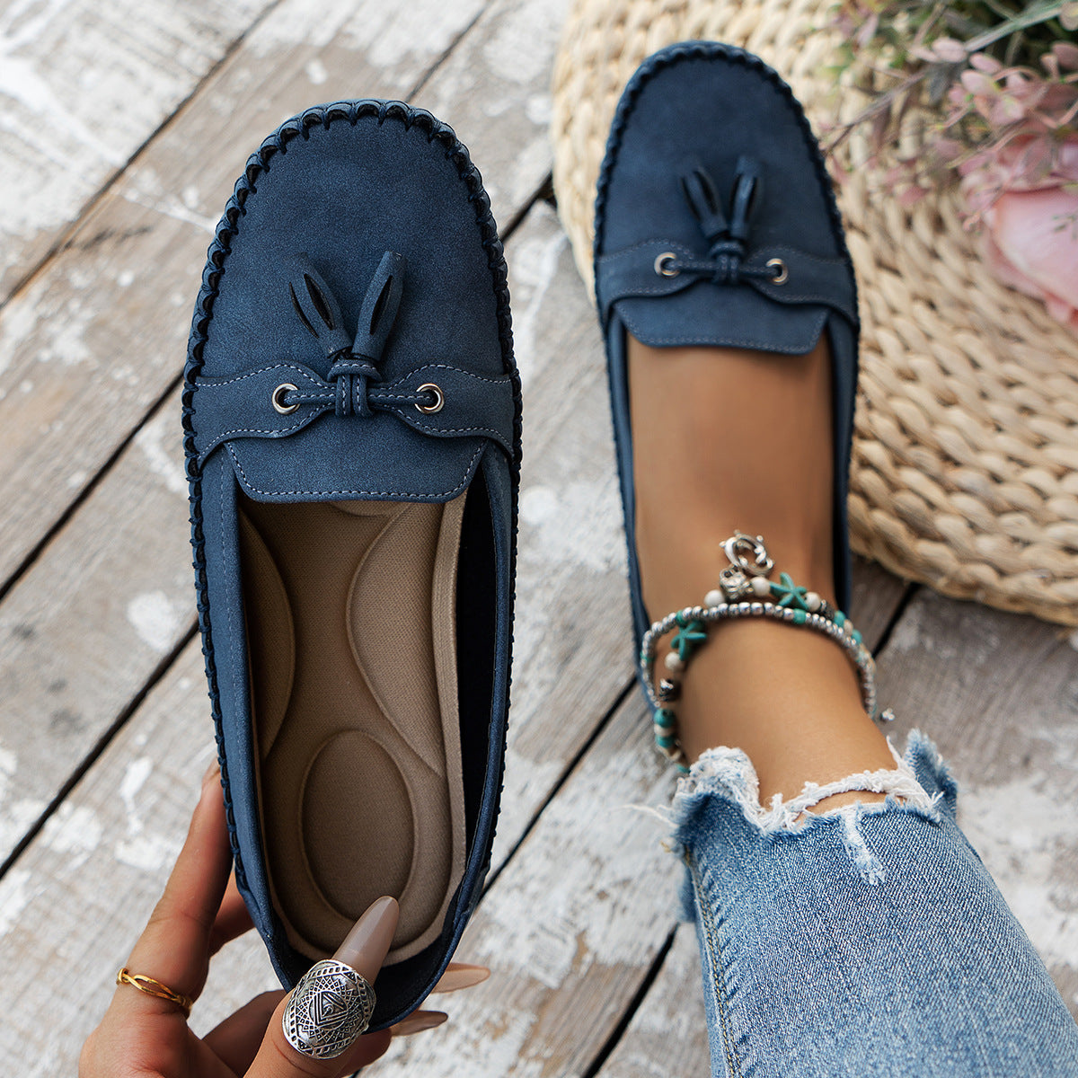 Damen-Komfort-Loafer aus Wildleder – extra weite Passform