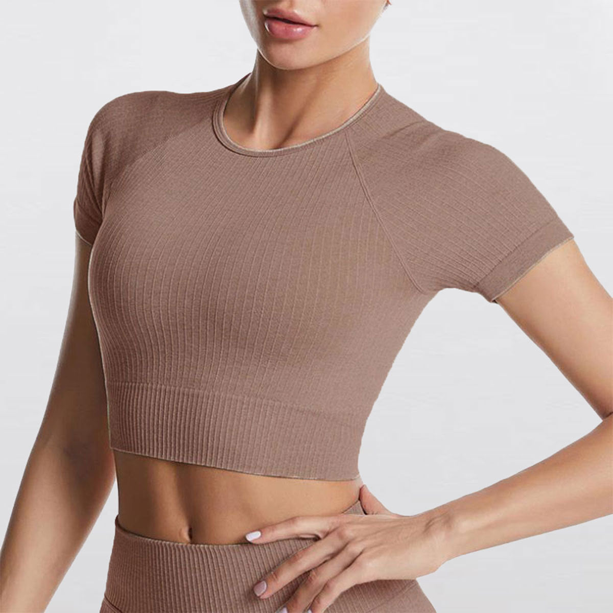 Vyralia Nahtloses Kurzarm-Crop-Top