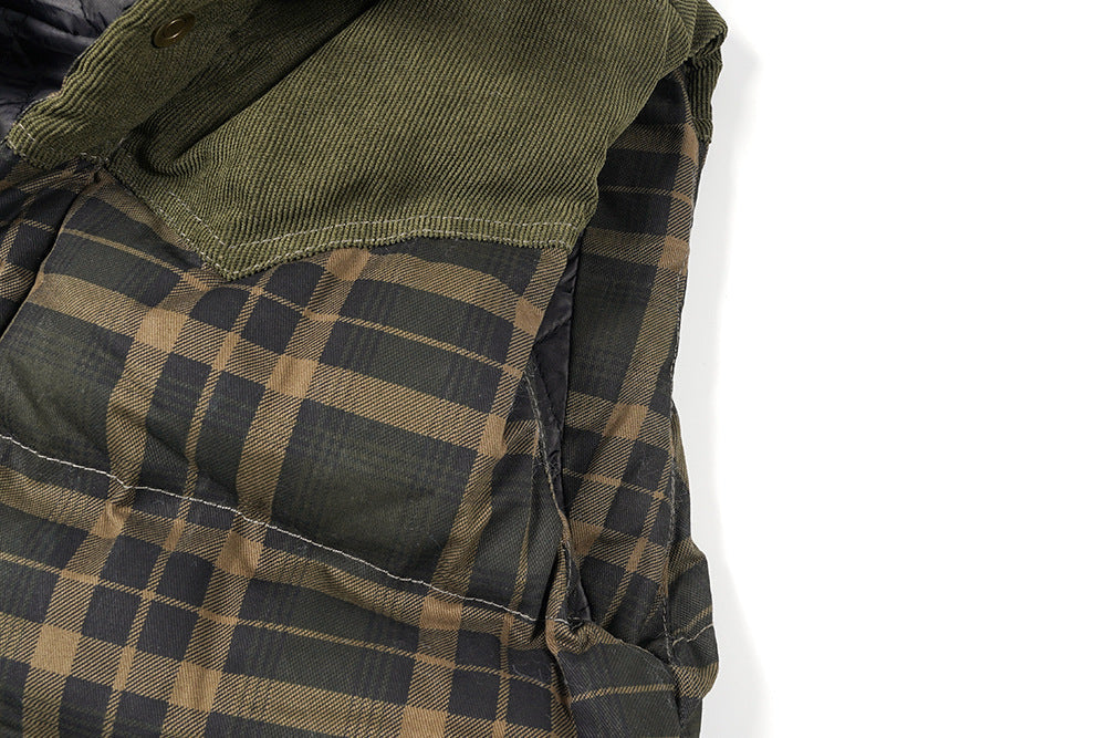 Herren Weste Tartan-Karo – gefütterter Bodywarmer mit Kapuze