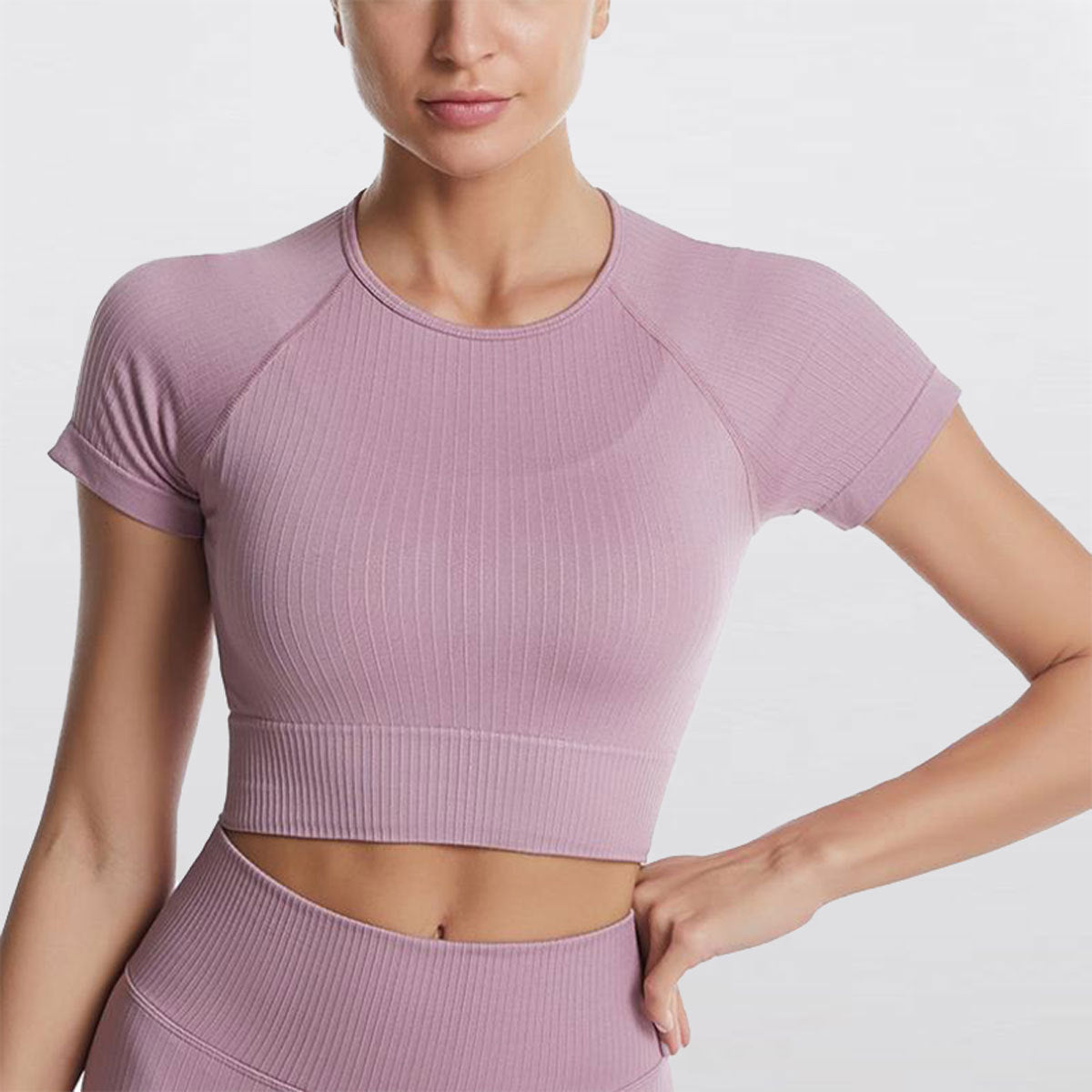 Vyralia Nahtloses Kurzarm-Crop-Top