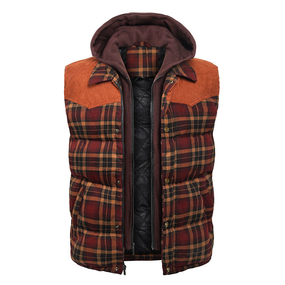 Herren Weste Tartan-Karo – gefütterter Bodywarmer mit Kapuze
