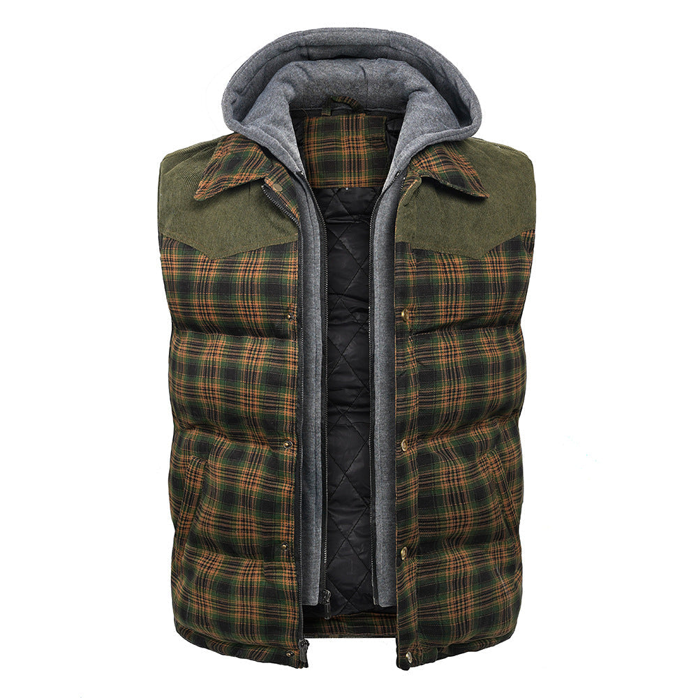 Herren Weste Tartan-Karo – gefütterter Bodywarmer mit Kapuze