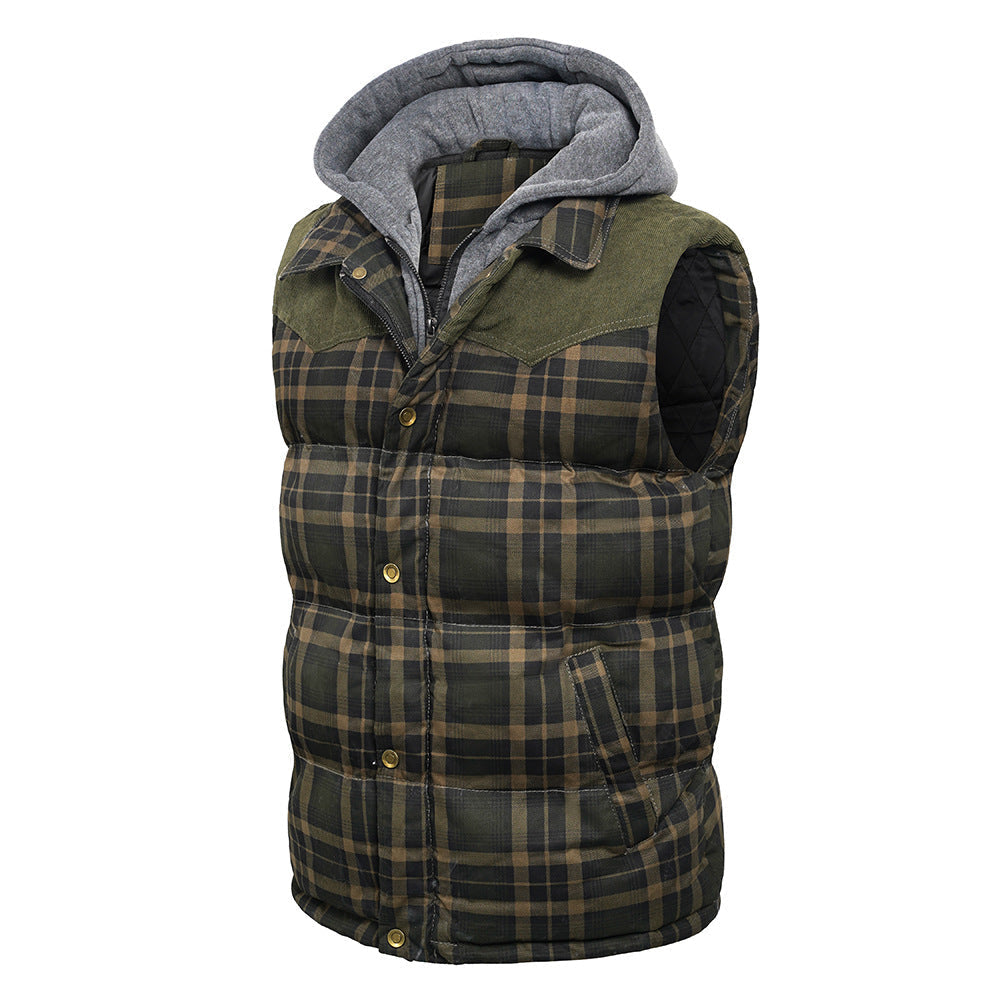 Herren Weste Tartan-Karo – gefütterter Bodywarmer mit Kapuze