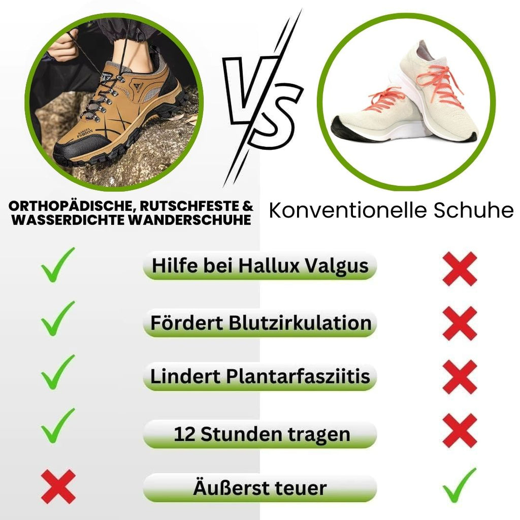 Orthopädische, rutschfeste & wasserdichte Wanderschuhe