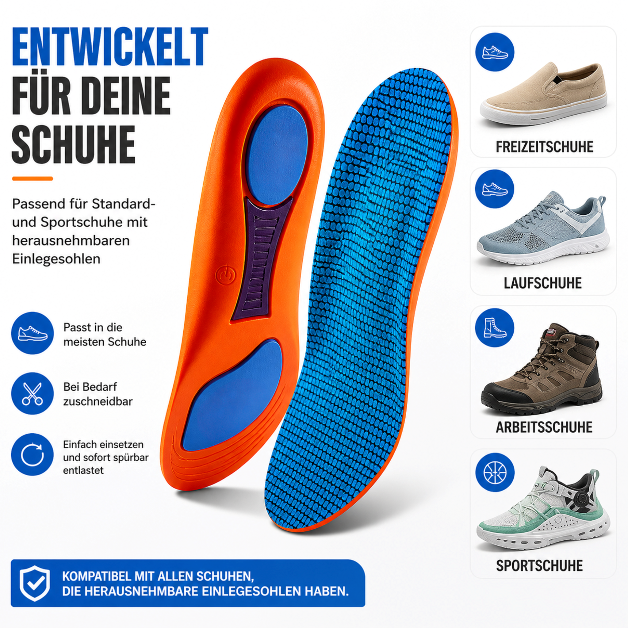 Orthopädische Einlagen – Stützsohlen für Fersensporn und Plattfüße