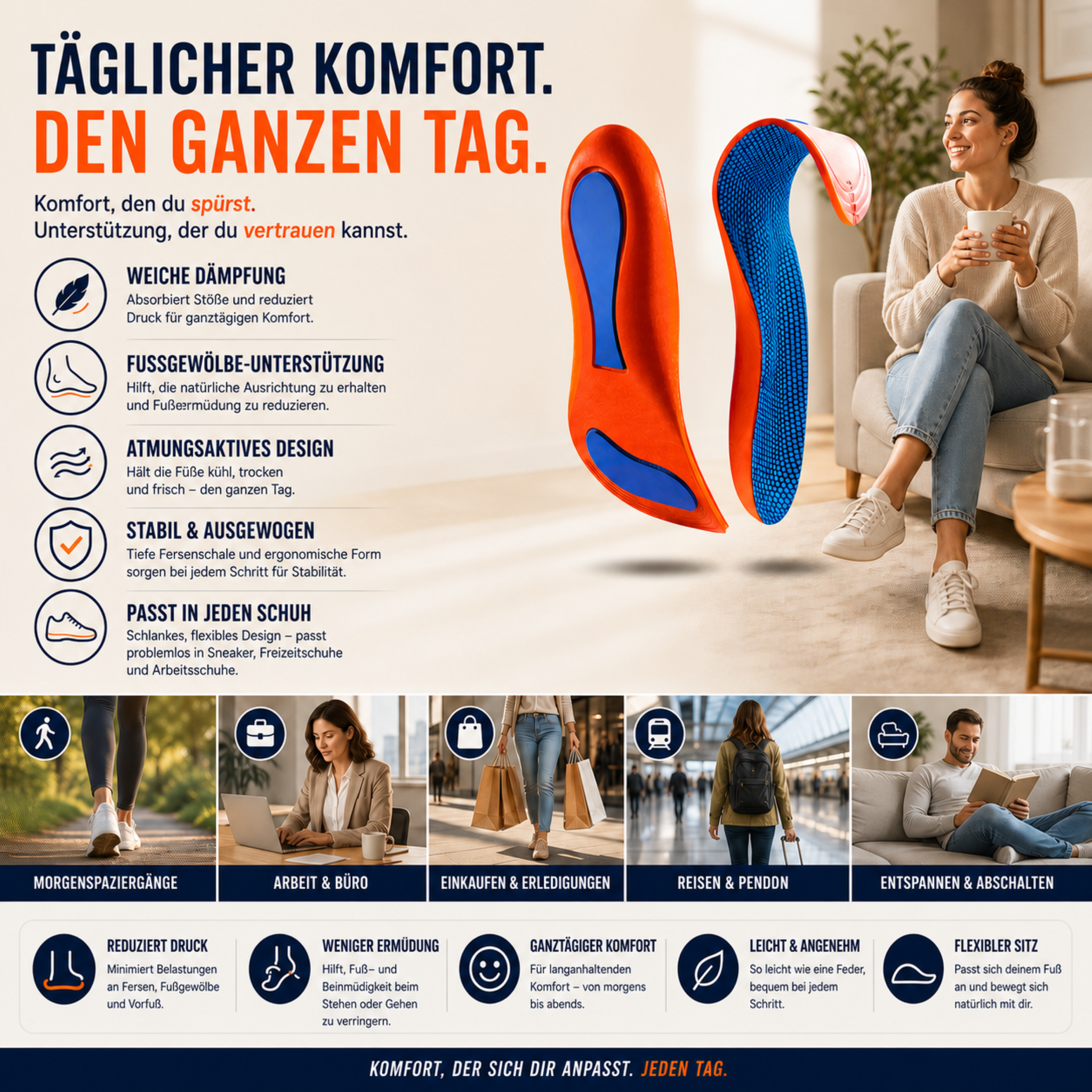 Orthopädische Einlagen – Stützsohlen für Fersensporn und Plattfüße