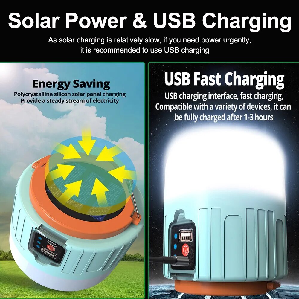 Camping-Licht – USB & solar wiederaufladbare Zeltlaterne mit Fernbedienung