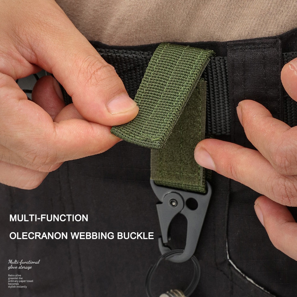 2 Stück Tactical-Ausrüstungsclip – Nylon-Schlüsselring-Halter & MOLLE-Haken-Karabiner