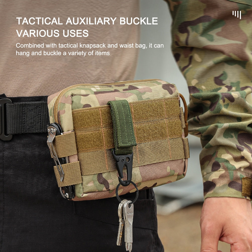 2 Stück Tactical-Ausrüstungsclip – Nylon-Schlüsselring-Halter & MOLLE-Haken-Karabiner