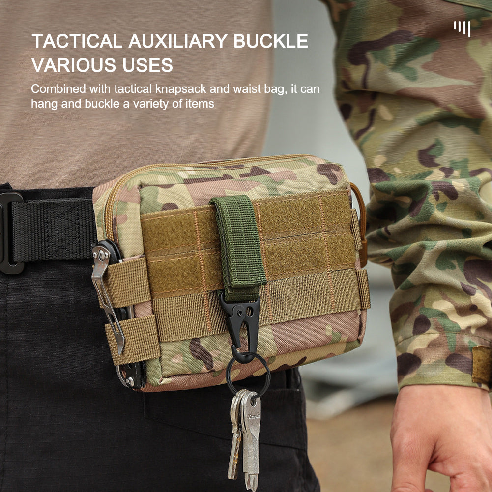 2 Stück Tactical-Ausrüstungsclip – Nylon-Schlüsselring-Halter & MOLLE-Haken-Karabiner