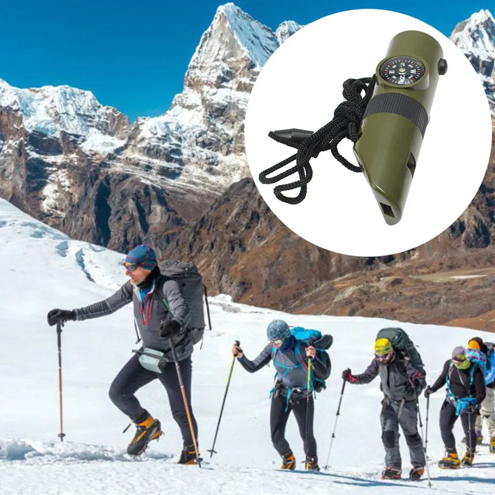 7-in-1 Notfall-Überlebenspfeife – multifunktionales Outdoor-Werkzeug