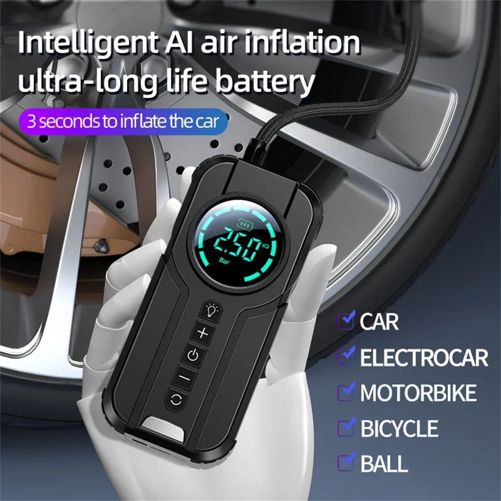 4-in-1 Auto-Starthilfe-Booster mit Kompressor & USB-Powerbank