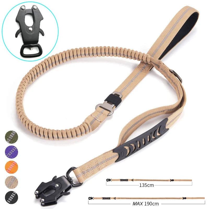 Robuste Tactical Bungee-Hundeleine mit 2 Griffen