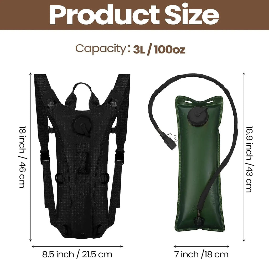 Tactical Trinkrucksack mit 3L-Trinkblase – für Wandern, Radfahren & mehr